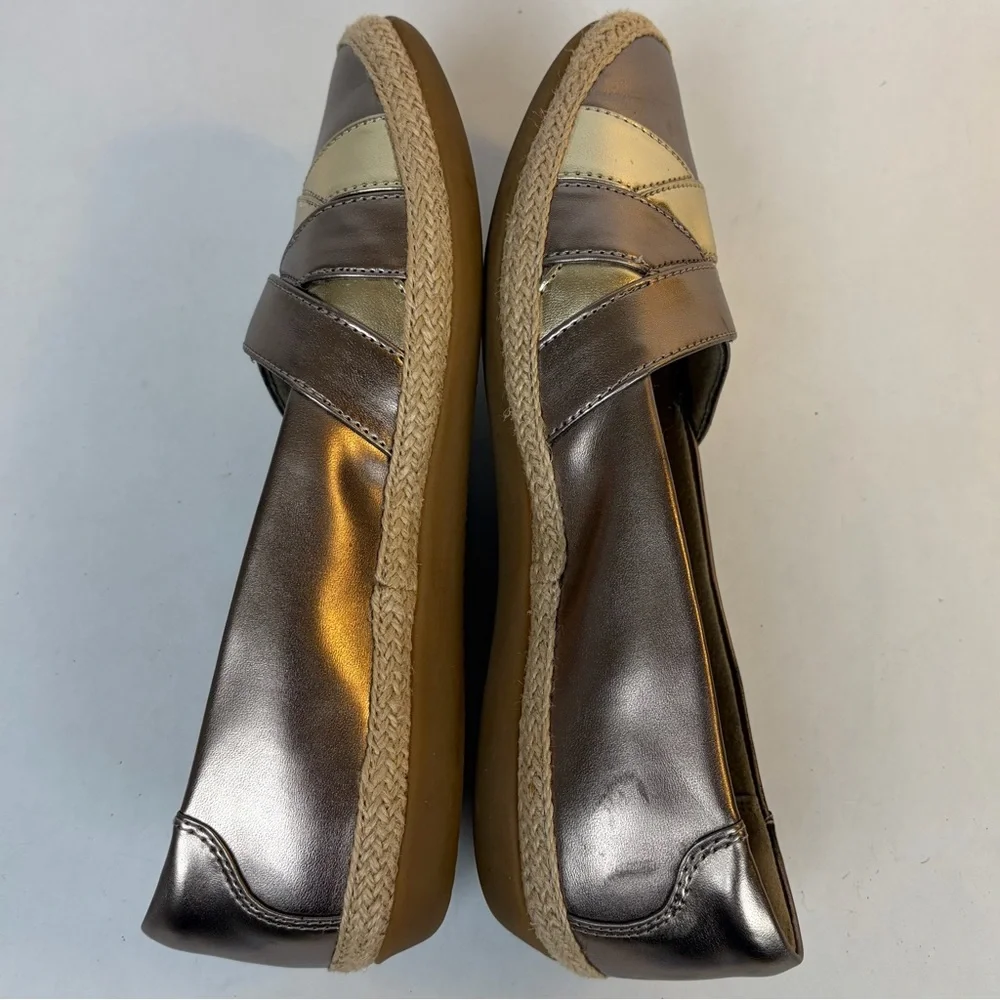 Clarks Collection Danelly Adira Metallic Espadrille Loafer Flats Pewter Gold 8.5 - Picture 8 of 15